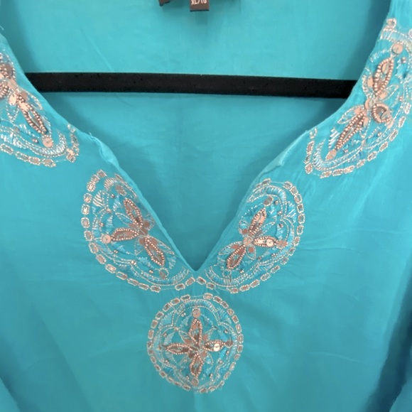 Dalia Turquoise Blue Beach Cover/ Tunic - Picture 3 of 6